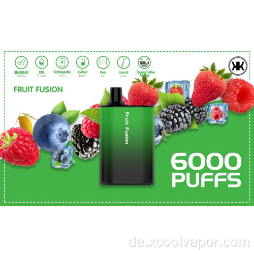 Xcool Dampf 6000 Puffs Günstige Einwegdampfpod